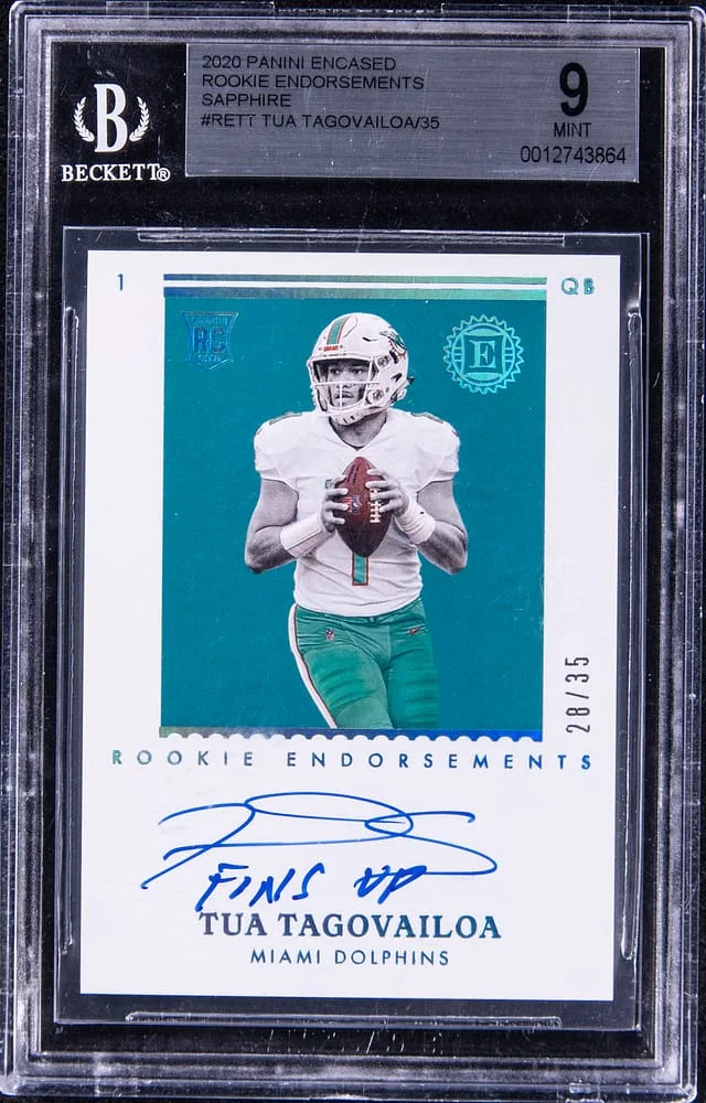 2020 Panini Encased Tua Tagovailoa Endorsements Sapphire #RETT card image