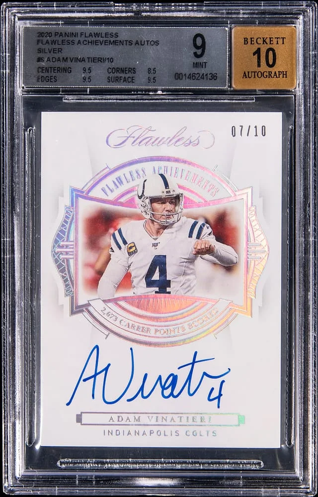 2020 Panini Flawless Adam Vinatieri Flawless Achievements Autographs Silver #FA-AVI card image