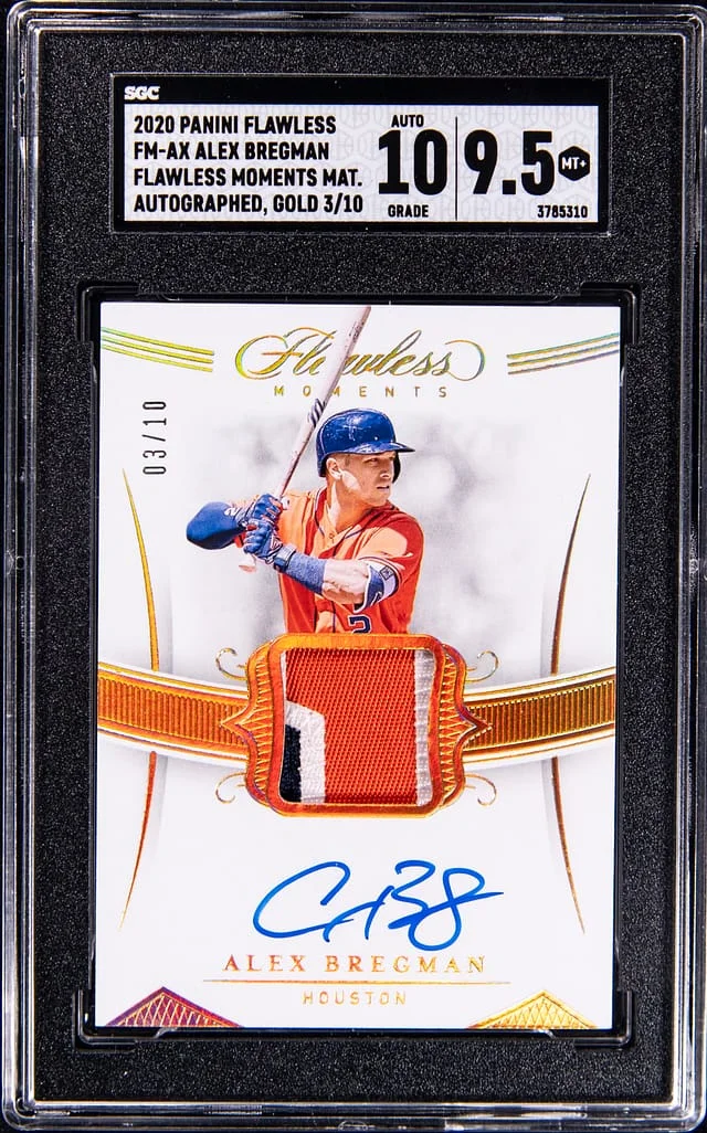 2020 Panini Flawless Alex Bregman Moments Materials Autographed Gold #FM-AX card image