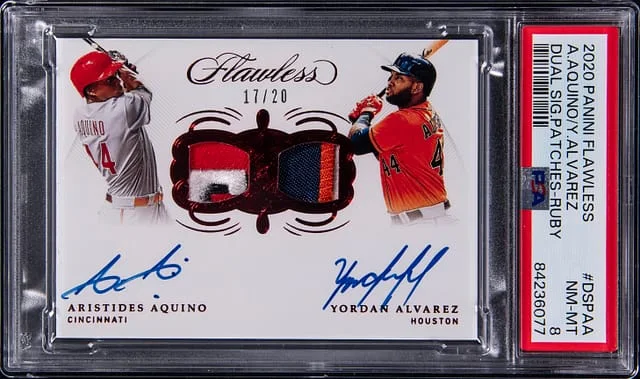 2020 Panini Flawless Aristides Aquino/Yordan Alvarez Dual Dual Signature Patches Ruby #DSP-AA card image