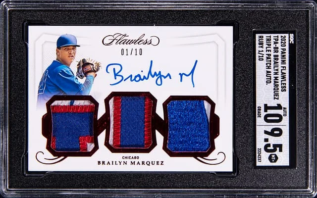 2020 Panini Flawless Brailyn Marquez Triple Patch Autograph Ruby #TPA-BR card image