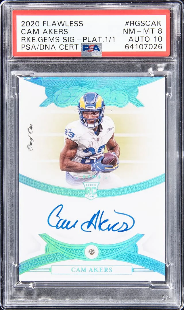 2020 Panini Flawless Cam Akers Gems Signature Platinum #RGS-CAK card image