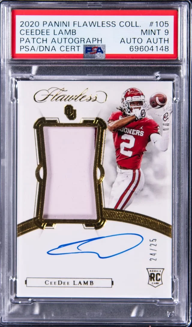 2020 Panini Flawless CeeDee Lamb Collegiate Patch Autograph (RPA) #105 card image