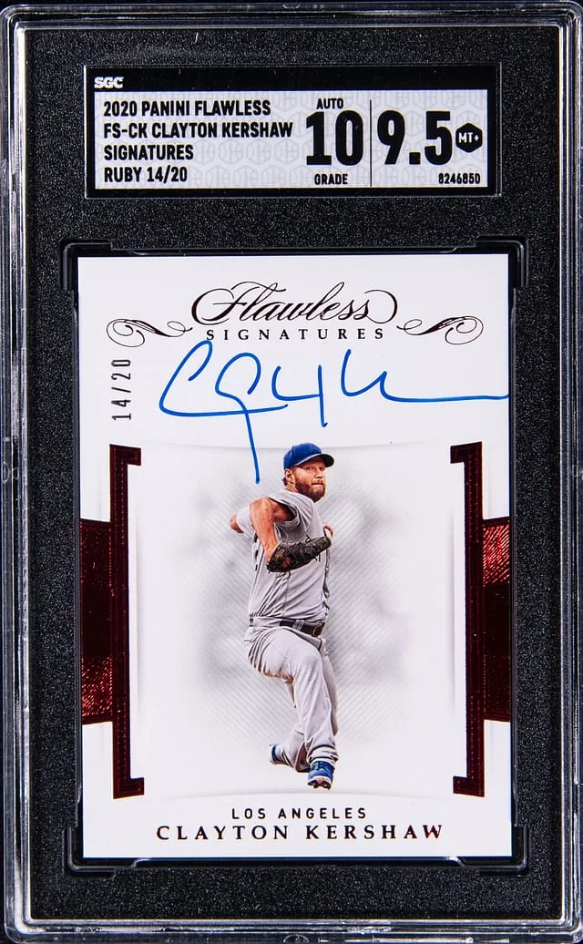 2020 Panini Flawless Clayton Kershaw Signatures Ruby #FS-CK card image
