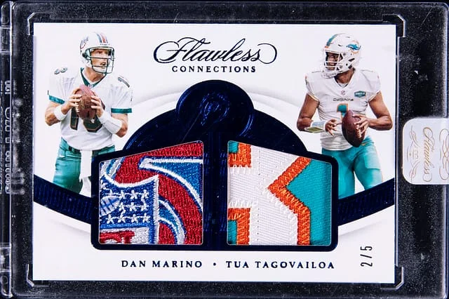 2020 Panini Flawless Dan Marino/Tua Tagovailoa Connections Sapphire #FC17 card image
