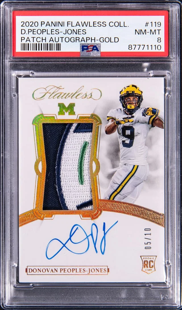 2020 Panini Flawless Donovan Peoples-Jones Collegiate Patch Autograph Gold #119 card image