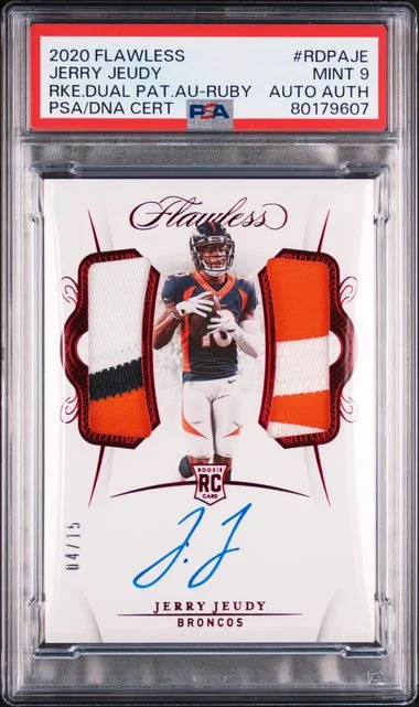 2020 Panini Flawless Dual Patch Autographs Ruby Rdpaje Jerry Jeudy #no-number card image