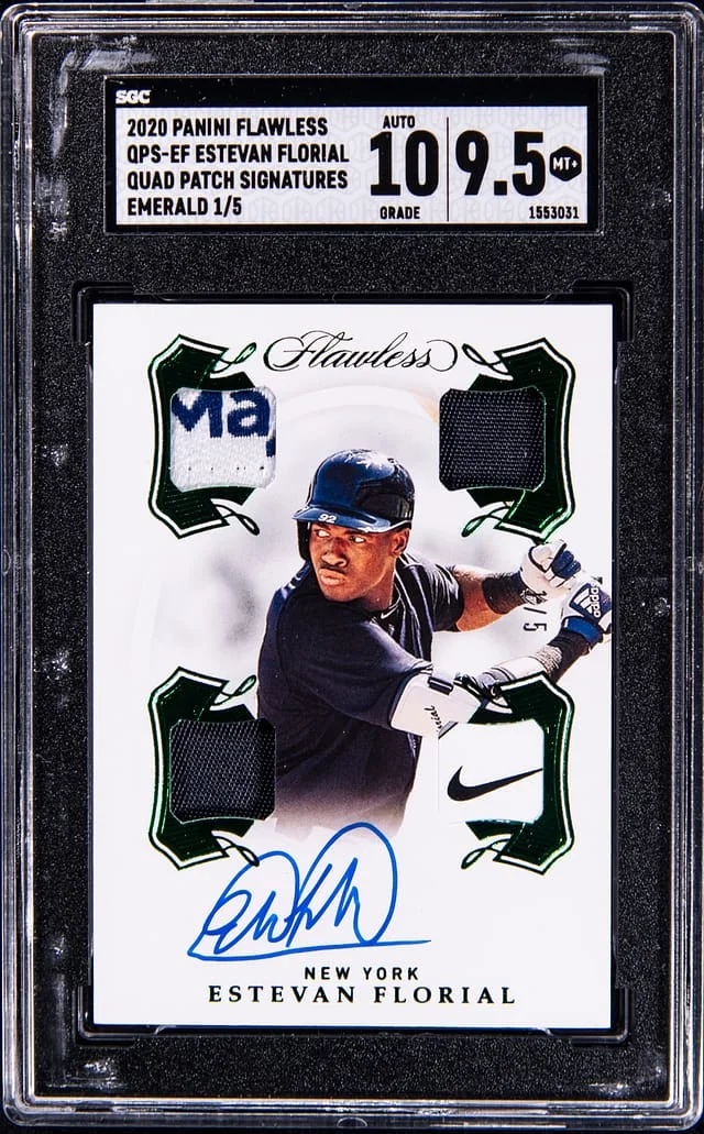 2020 Panini Flawless Estevan Florial Quad Patch Signatures Emerald #QPS-EF card image