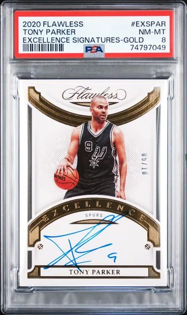 2020 Panini Flawless Excellence Signatures Gold Exspar Tony Parker #no-number card image