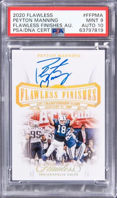 2020 Panini Flawless Flawless Finishes Autographs #FF-P<A Peyton Manning #no-number card image