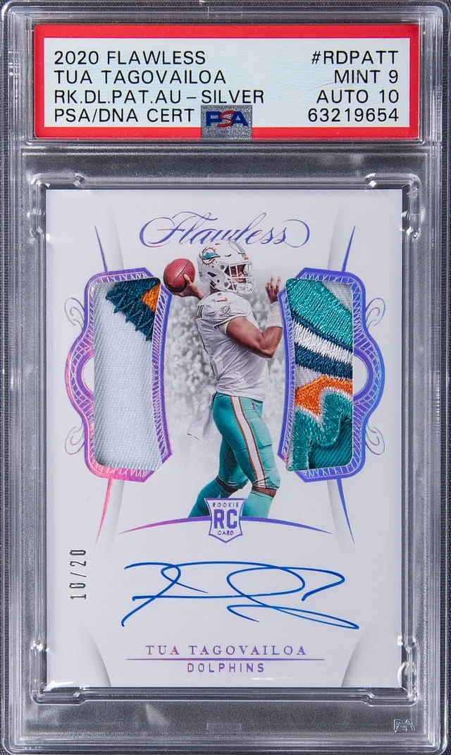 2020 Panini Flawless Football Tua Tagovailoa Double Patch Autographs #RDPATT card image