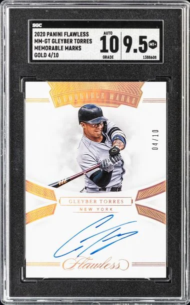 2020 Panini Flawless Gleyber Torres Memorable Marks Gold #MM-GT card image