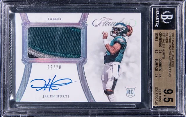 2020 Panini Flawless Jalen Hurts Patch Autograph (RPA) Silver #21 card image