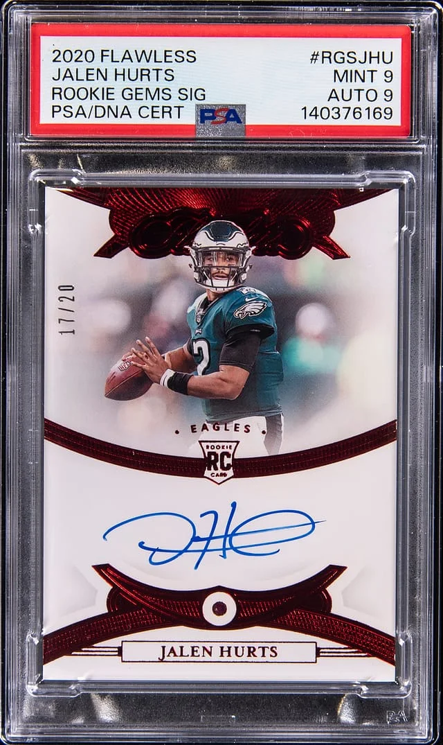 2020 Panini Flawless Jalen Hurts Gems Signatures #RGS-JHU card image