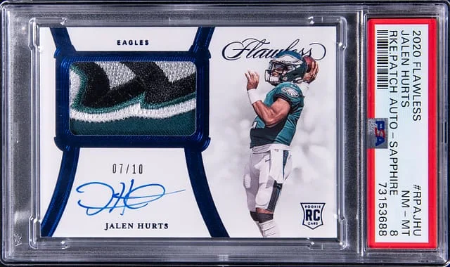 2020 Panini Flawless Jalen Hurts Patch Autograph Sapphire #RPAJHU card image