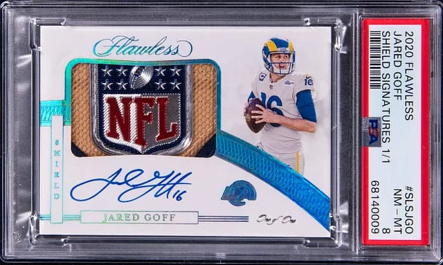 2020 Panini Flawless Jared Goff Shield Signatures #SLS-JGO card image