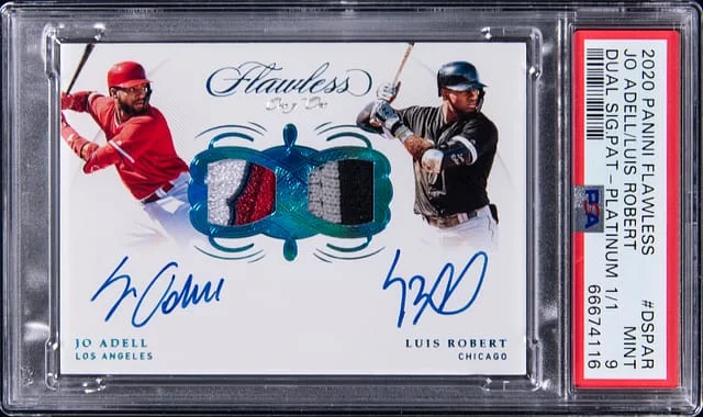 2020 Panini Flawless Jo Adell/Luis Robert Dual Dual Signature Patch Platinum #DSP-AR card image
