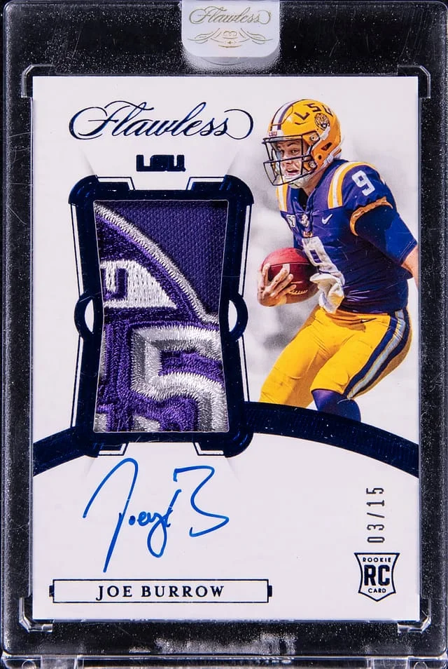 2020 Panini Flawless Joe Burrow Collegiate Patch Autograph (RPA) #153 card image