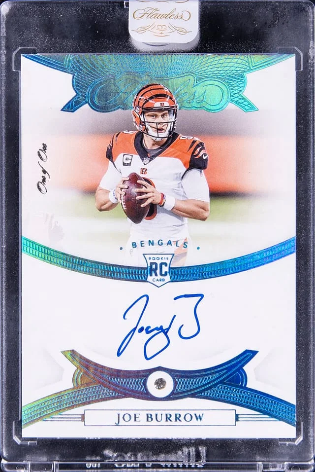 2020 Panini Flawless Joe Burrow Gem Signatures Platinum #RGS-JBU card image