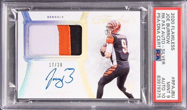 2020 Panini Flawless Joe Burrow Patch Autographs Silver #RPAJBU card image