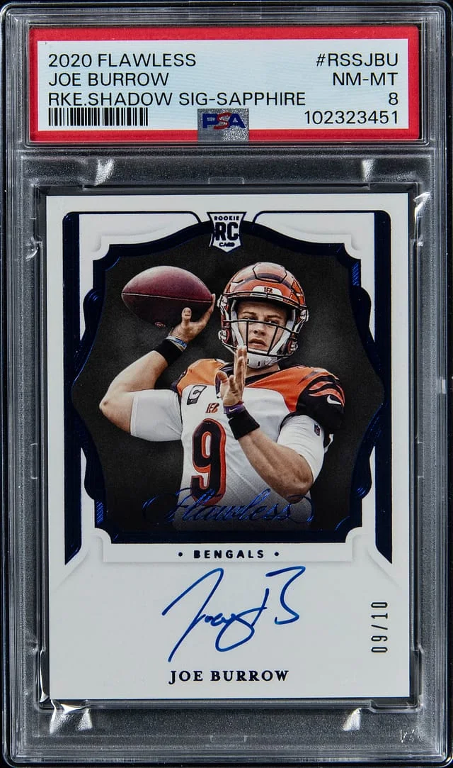 2020 Panini Flawless Joe Burrow Shadow Signatures Sapphire #RSS-JBU card image