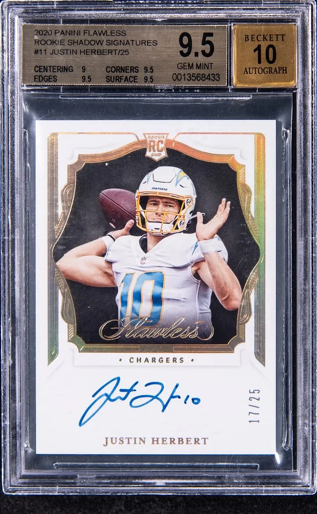 2020 Panini Flawless Justin Herbert Shadow Signatures #11 card image