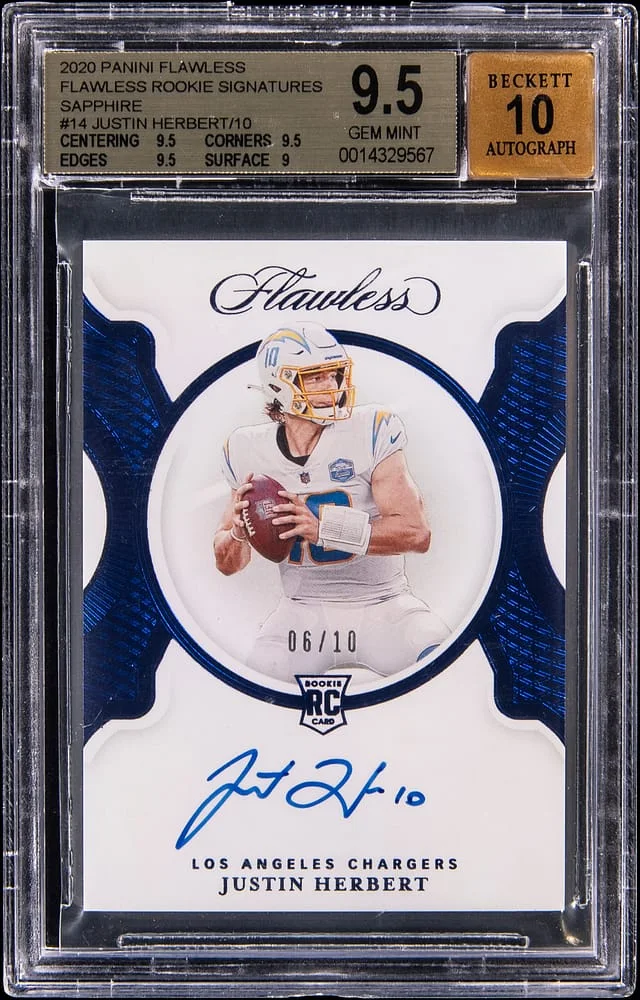 2020 Panini Flawless Justin Herbert Signatures Sapphire #14 card image