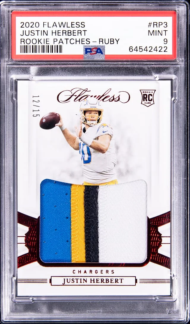 2020 Panini Flawless Justin Herbert Patches Ruby #RP3 card image