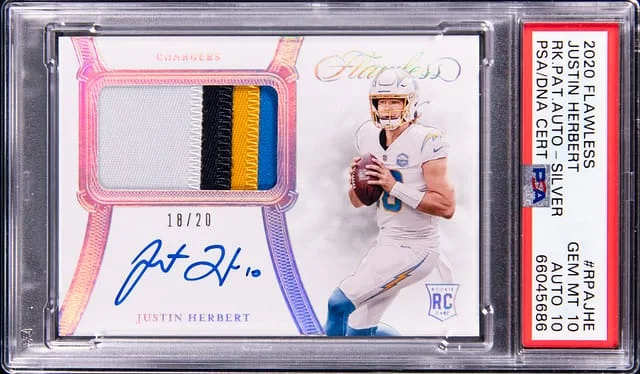 2020 Panini Flawless Justin Herbert Patch Autograph (RPA) Silver #RPA-JHE card image