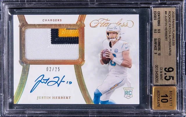 2020 Panini Flawless Justin Herbert Patch Autograph (RPA) #RPA-JHL card image