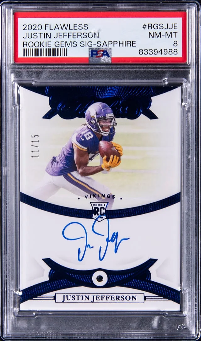 2020 Panini Flawless Justin Jefferson Gems Signature Sapphire #RGS-JJE card image