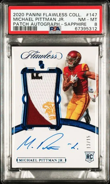 2020 Panini Flawless Michael Pittman Jr. Collegiate Patch Autograph-Sapphire #147 card image