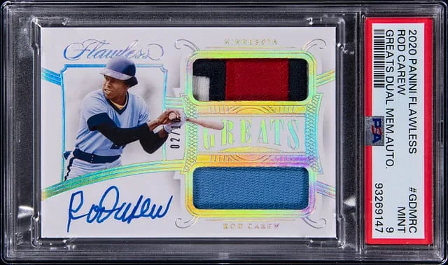 2020 Panini Flawless Rod Carew Greats Dual Memoarbilia #GDM- card image