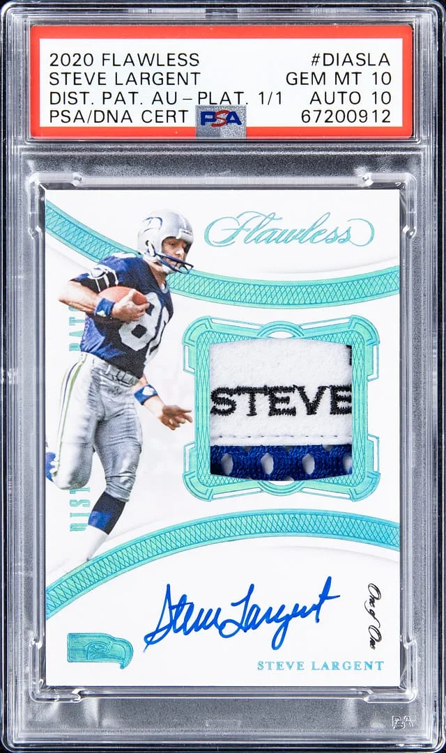 2020 Panini Flawless Steve Largent Distinguished Patch Autograph Platinum #DIA-SLA card image