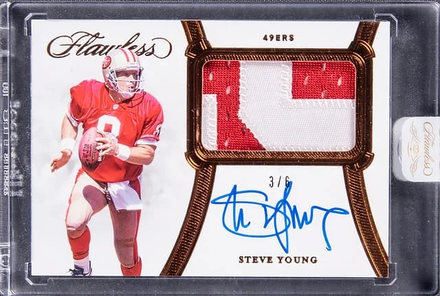 2020 Panini Flawless Steve Young Patch Autograph Bronze #PA-SYO card image