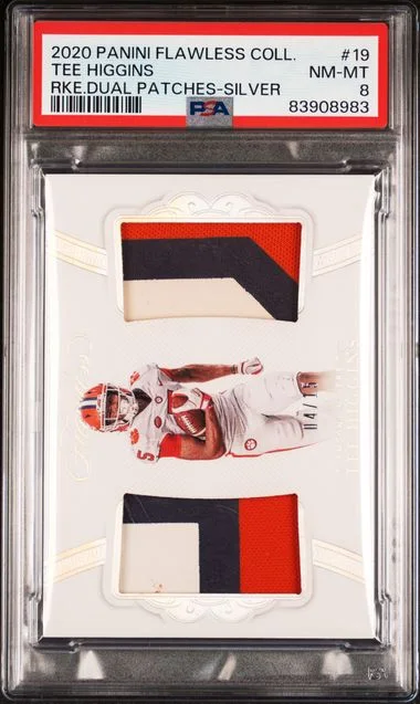 2020 Panini Flawless Tee Higgins Collegiate Dual Patches Silver #19 card image