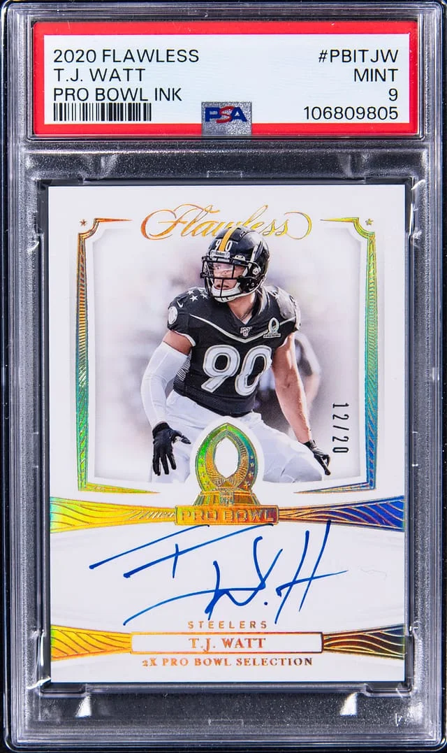 2020 Panini Flawless T.J. Watt Pro Bowl Ink #PBI-TWJ card image