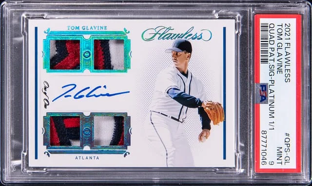 2020 Panini Flawless Tom Glavine Quad Patch Signature Platinum #QPS-GL card image
