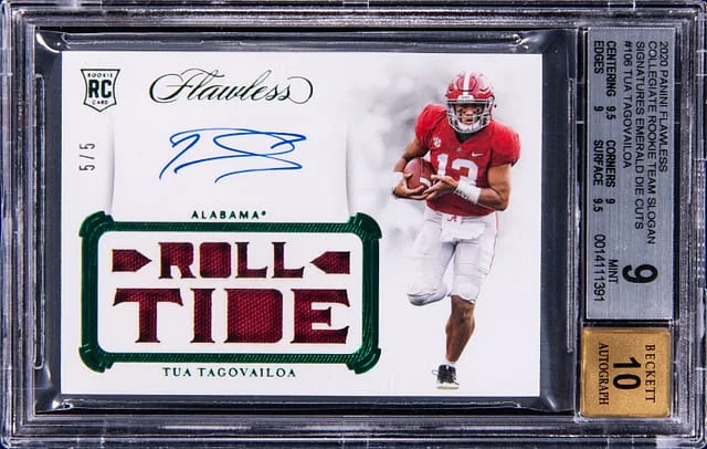 2020 Panini Flawless Tua Tagovailoa Collegiate Patch Autograph Ruby #106 card image