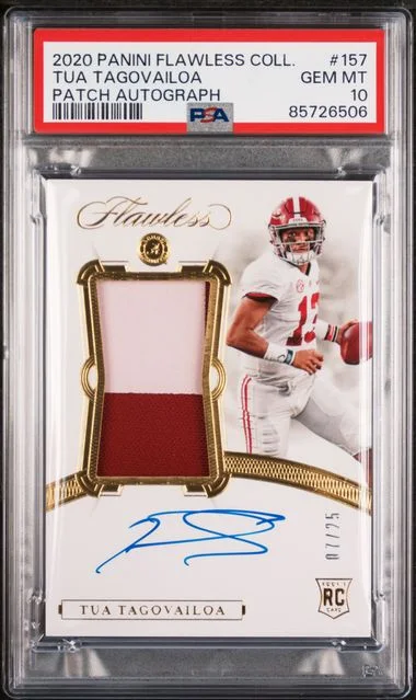2020 Panini Flawless Tua Tagovailoa Collegiate Patch Autograph #157 card image