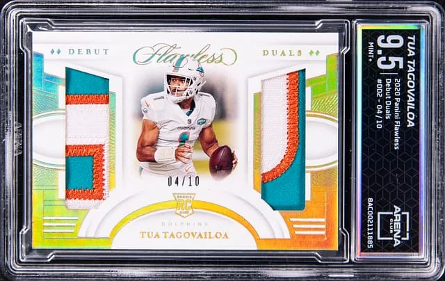 2020 Panini Flawless Tua Tagovailoa Dual-Patch - AC MINT+ 9.5 Debut Duals #DD2 card image