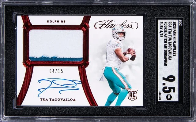 2020 Panini Flawless Tua Tagovailoa Patch Autograph (RPA) Ruby '22 Black Box #RPA-TTA card image