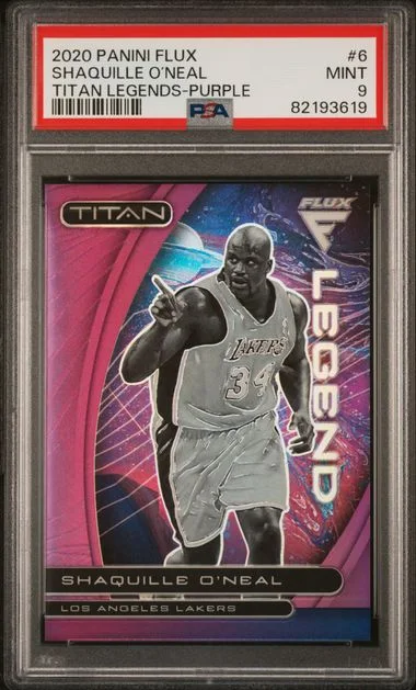 2020 Panini Flux Shaquille O’Neal Titan Legends Purple #6 card image