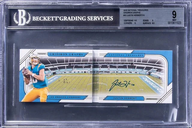 2020 Panini Football Justin Herbert National Treasures Gridiron Graphs #16 card image