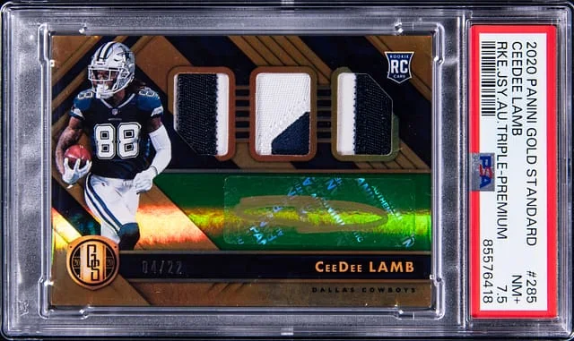 2020 Panini Gold Standard CeeDee Lamb Jersey Autograph Triple Premium #285 card image