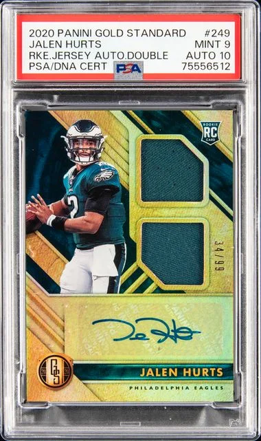 2020 Panini Gold Standard Jalen Hurts Jersey Autograph Double #249 card image