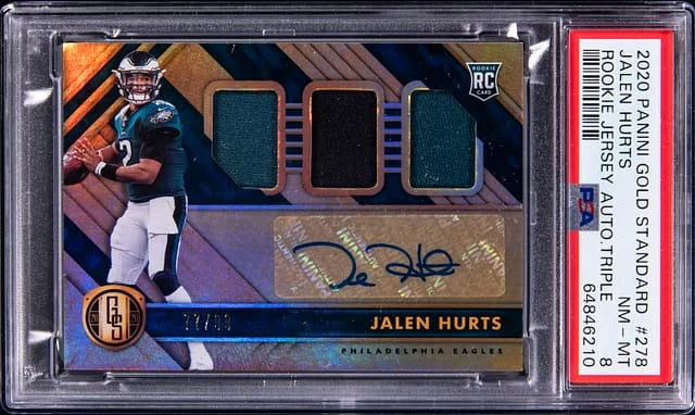 2020 Panini Gold Standard Jalen Hurts Jersey Autograph Triple #278 card image