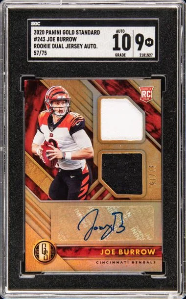 2020 Panini Gold Standard Joe Burrow Dual Jersey Auto #243 card image