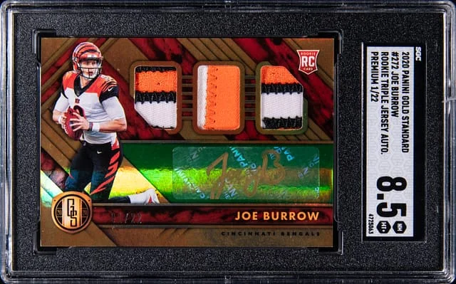 2020 Panini Gold Standard Joe Burrow Jersey Autograph Triple Prime #272 card image