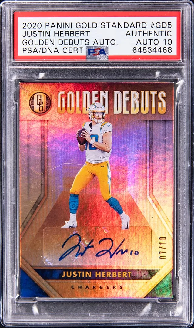 2020 Panini Gold Standard Justin Herbert Golden Debuts Autograph #GD5 card image